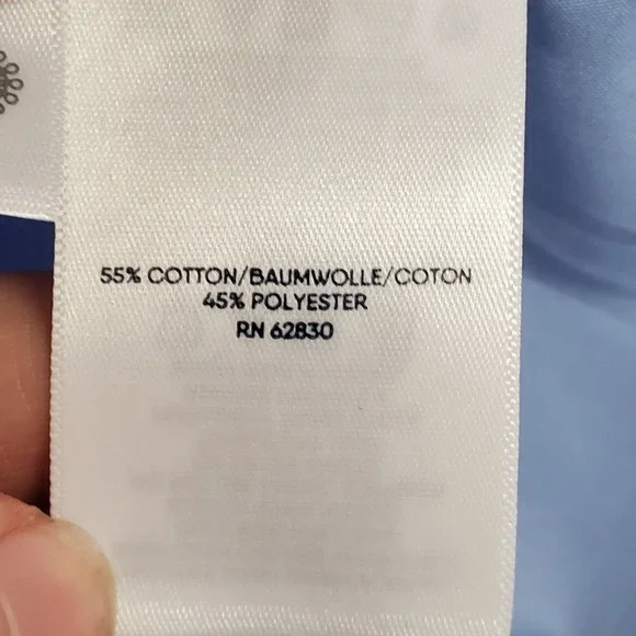 Lands End Womens Wrinkle Free 3/4 Sleeve Button Up Top Size 32W Blue Office - Picture 6 of 11